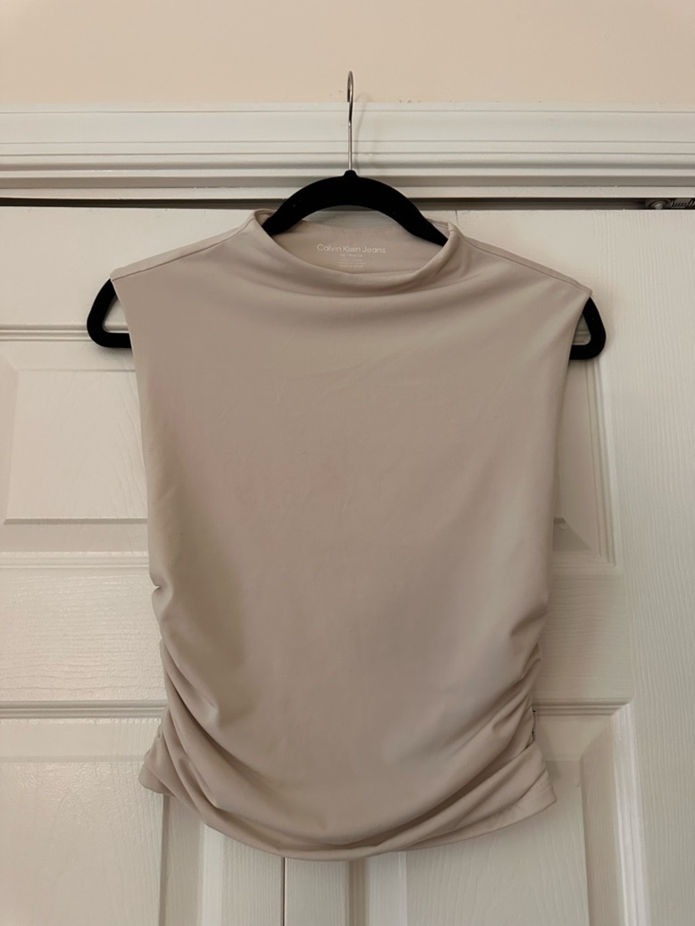 Calvin Klein Jeans Ruched Mock Neck Sleeveless Top Size XS